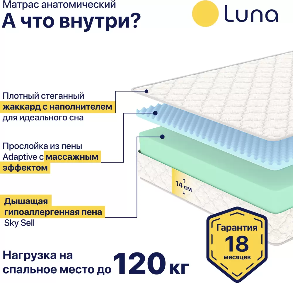 Матрас Luna Home 120x190 фото-2